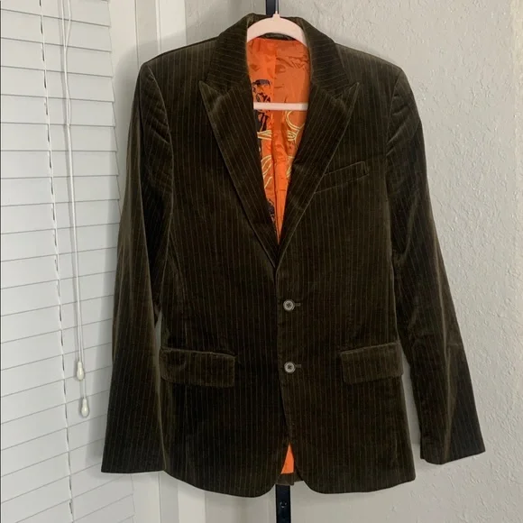 RARE vintage y2k Juicy Couture pinstriped   Velvet Blazer size 38 - Picture 10 of 11